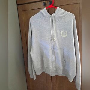 PINK Victoria's Secret Oatmeal Zip Up Hoodie- Size Large